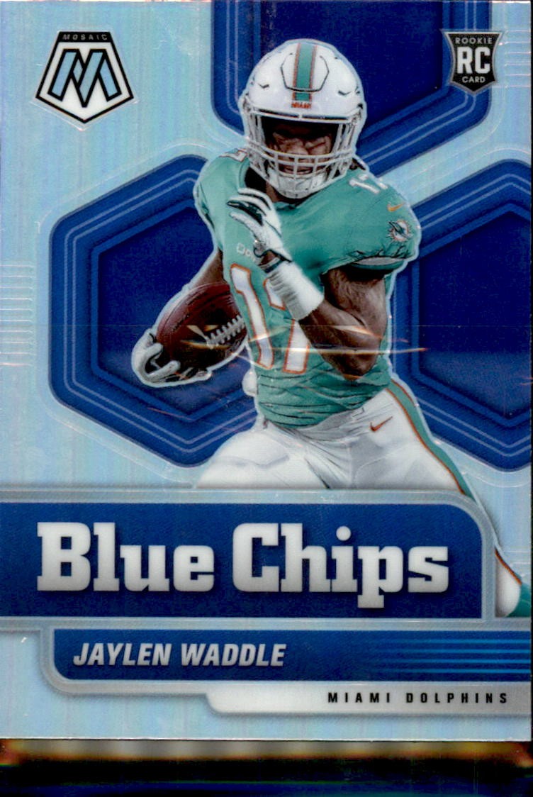 2021 Panini Mosaic #8 Jaylen Waddle Blue Chips Prizm Silver
