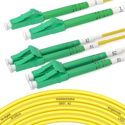 Glasfaser Kabel Simplex Duplex Patchkabel 2x LC/APC Singlemode 9/125μm LSZH OS2