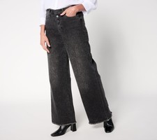 NYDJ Women's Pants Sz 4 Teresa Wide-Leg SolidNovelty Jeans Gray A705832