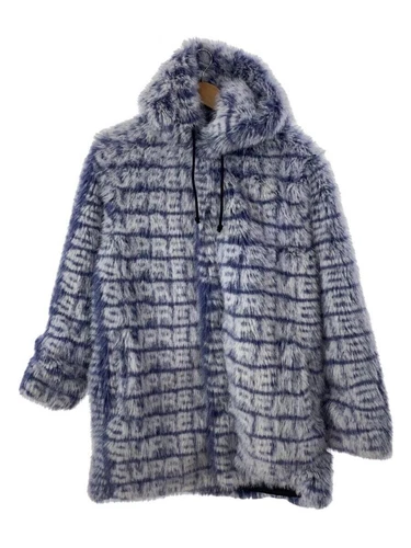 Manteau à capuche fausse fourrure Supreme Other 22SS S polyester bleu motif total occasion