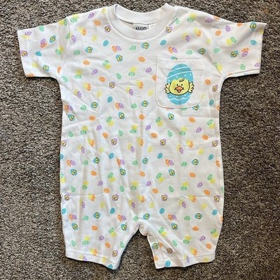 Avon White Bodysuit Romper with Easter Eggs 18-24M