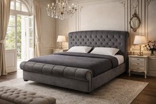 Dreams Luxury Super King Upholstered Bed French Chic Style Sleigh Plush Velvet
