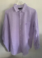 Sexhippies Shirt Mens Medium Seersucker Vertical Stripe Button Up Casual Top