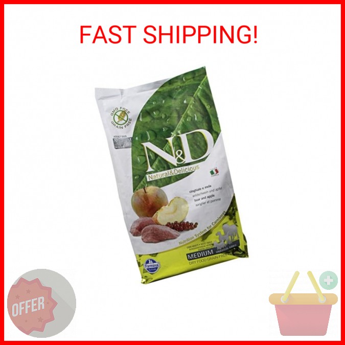 Farmina Natural And Delicious Grain-Free Formula Dry Dog Food, 5.5-Pound, Wild B