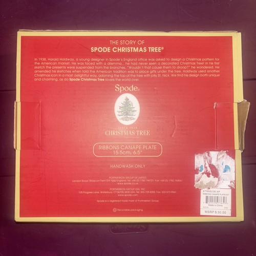 Christmas Tree Spode Ribbons Canape Plate - Picture 3 of 5