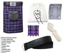 Men's Scottish Traditional Masonic Tartan 5 Yard Kilt Set Wedding Kilt Outfit