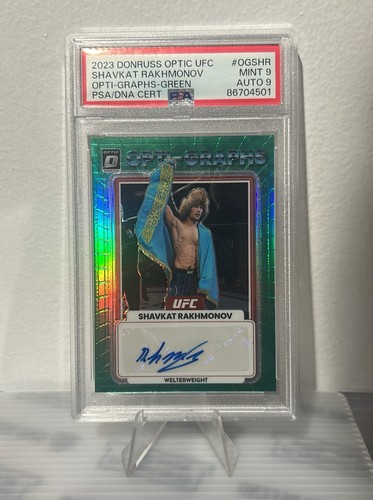 UFC Donruss Optic Opti-graphs Shavkat Rakhmonov Green /5 Auto PSA 9 AUTO 9
