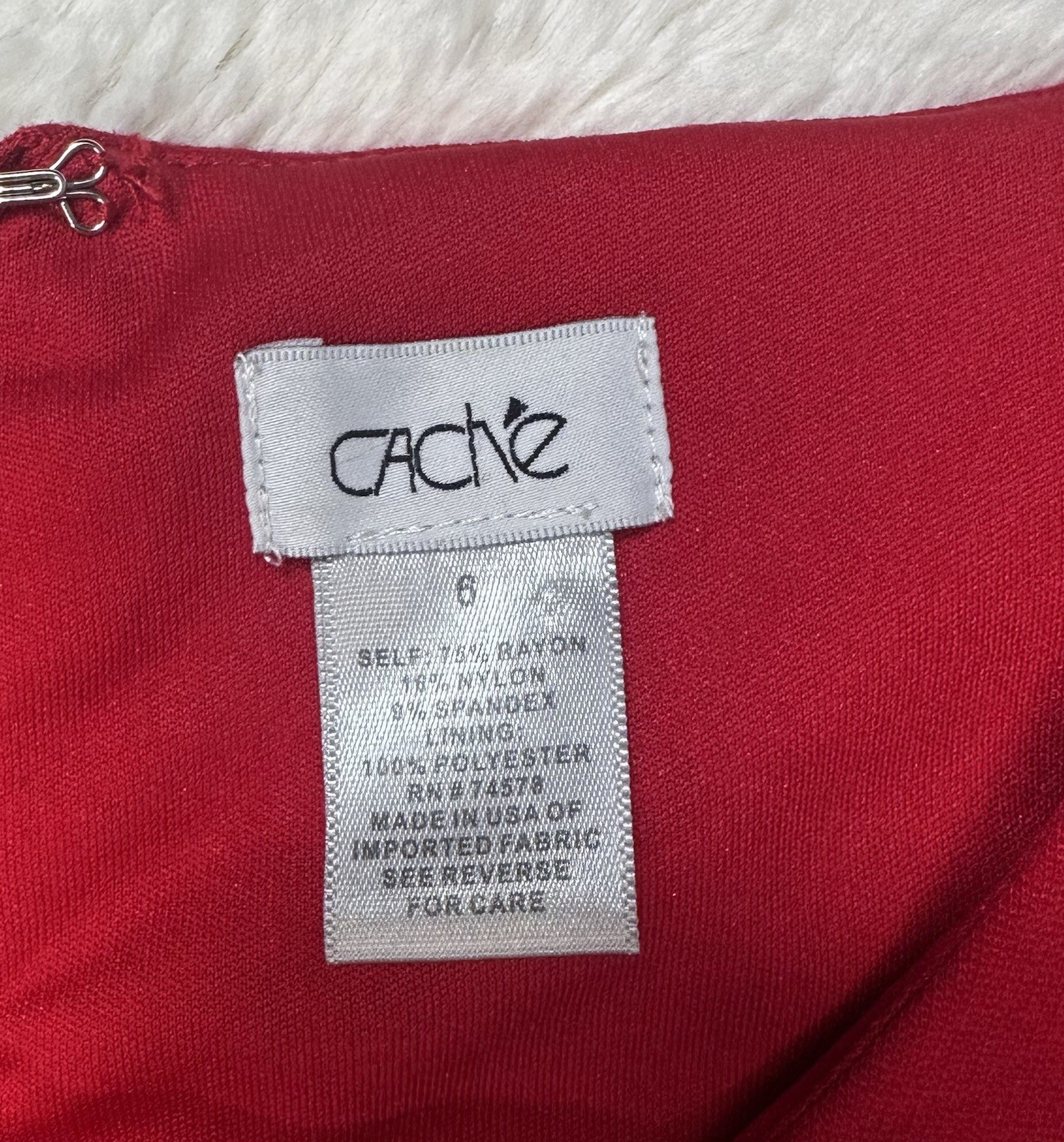 Cache Vintage Solid Red Asymmetrical Neckline Coc… - image 3