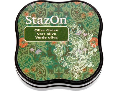 StazOn Olive Green Ink Pad 0.5 fl oz for Non Porous Surfaces Crafting Supplies
