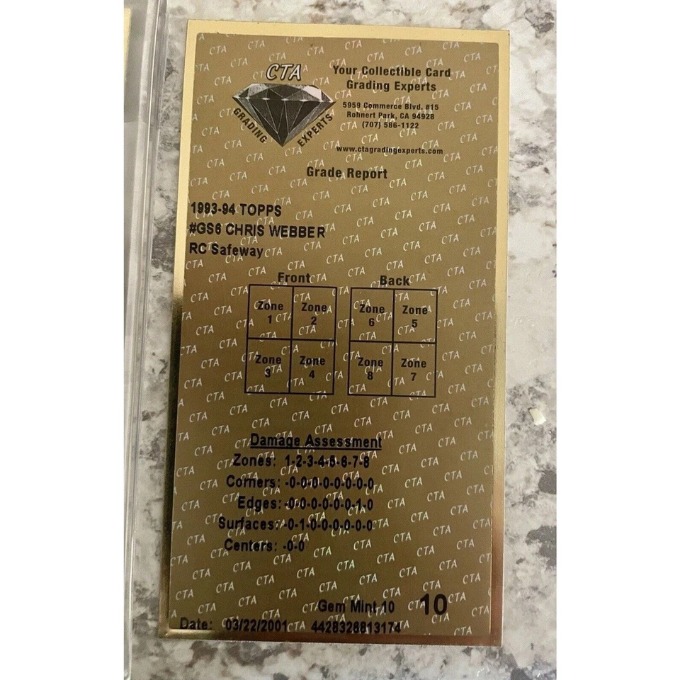 SAFEWAY CTA 10 КРИС ВЕББЕР HOF ДЕБЮТАНТ 1993 TOPPS GS6 ОЦЕНКА NBA РЕДКАЯ - Изображение 3 из 3