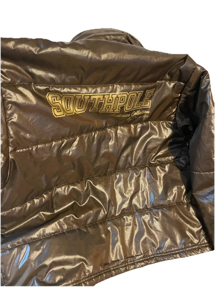 Southpole Youth 男孩外套大号 14/16 Puffer 夹克全拉链棕色 — 第 2/4 张图片