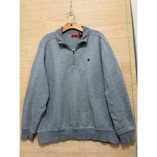 IZOD Mens Heather Gray Quarter Zip Pullover Sweatshirt Mock Neck Large