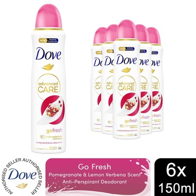6xDove Anti-Transpirant Advanced Go Fresh Granatapfel & Zitrone Deo für Frauen, 150ml