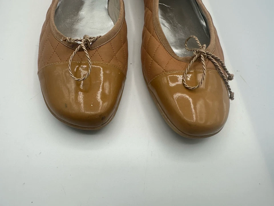 French Sole FS/NY Light Brown Quilted Leather Cap Toe Ballet Flat Women Sz 11 - Image 2 of 4