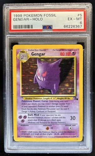 1999 Pokemon Fossil Gengar Holo #5/62 PSA 6