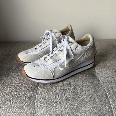 Diadora Heritage 975 Women s Fashion Sneakers Silver/White/Cream Sz7 Eur 38