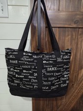 Black Dance Bag With Shoulder Strap And 5 Zippered Pockets