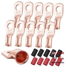 10PCS 6 AWG-5/16 Heavy Duty Battery Lugs with 3:1 Heat Shrink 6AWG-5/16"-10PCS