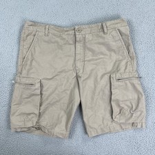 VTG Nike The Athletic Department Cargo Shorts Men 36 Beige Ripstop Zip Pockets