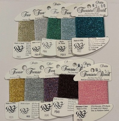 Rainbow Gallery Petite Treasure Braid For Very Fine Needlework-lot Of 10 Colors