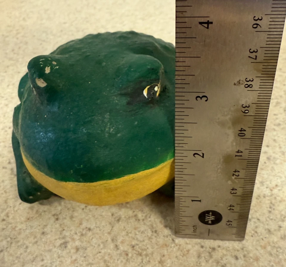 Rana de jardín de hormigón/cemento de colección rana toro verde Foto 2 de 4