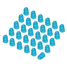 Light Blue Silicone Finger Tips Protectors Breathable Caps, S, 30 Pcs