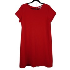 Chelsea28 Womens Red Crepe Short Sleeve Shift Dress Exposed Back Zipper Size XL
