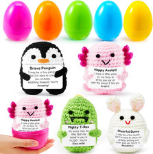 JOYIN 5 Pcs Jumbo Prefilled Easter Eggs with Crochet Toys, Eggs Filled with Stre