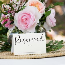 40pcs Reserved Table Signs 4x6 Inch Fold Double Sided White Professional