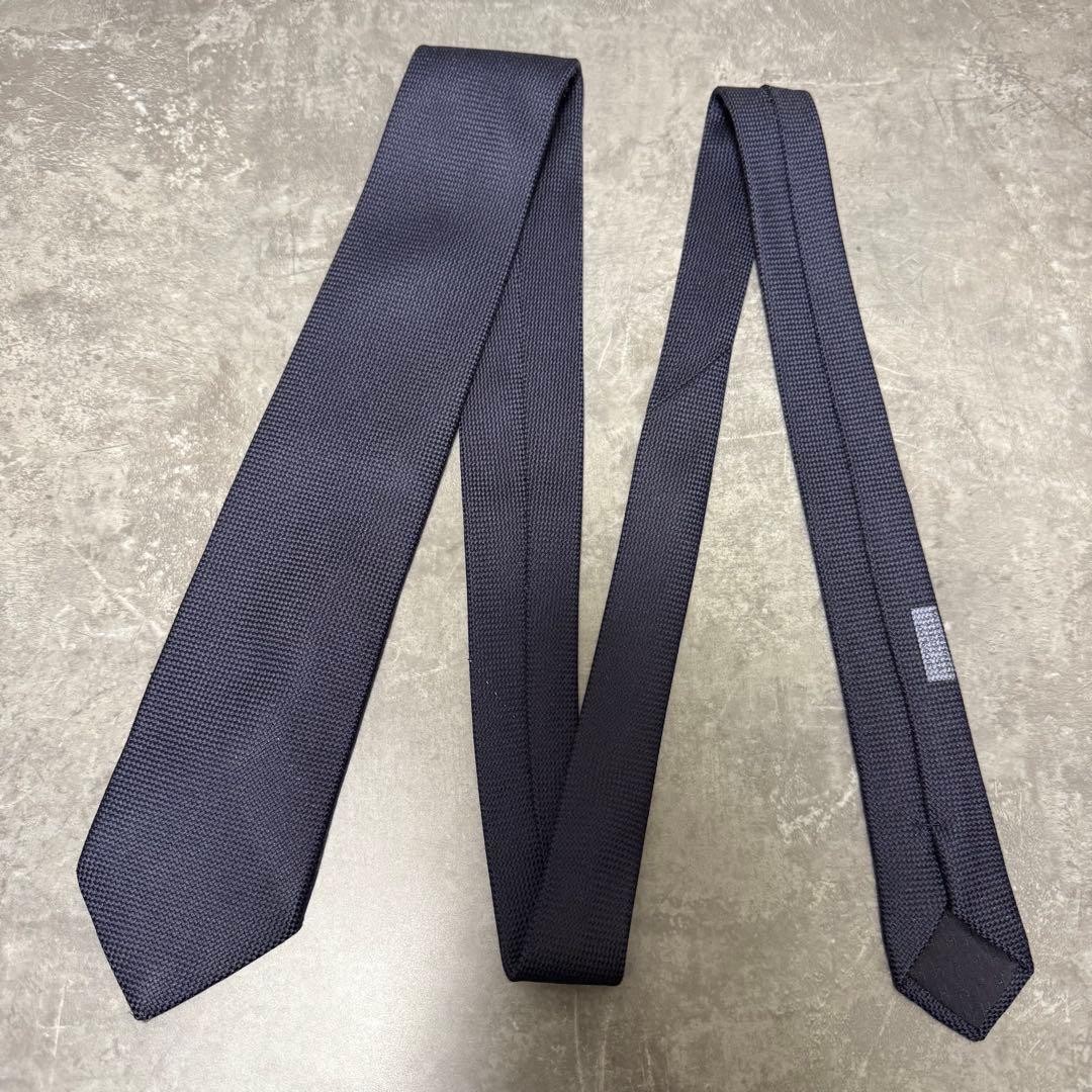 HERMES Necktie Navy Solid Plain Thick - image 9