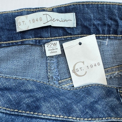 Y2K Denim Midi Skirt Cato 22W Button Up Asymmetrical Fray Hem Boho Coachella NWT - Picture 6 of 14