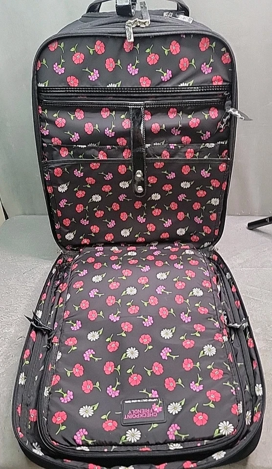 Vera Bradley Classic Black Quilted Roller Suitcase Luggage Carry On 19" - EUC! - Image 4 of 4