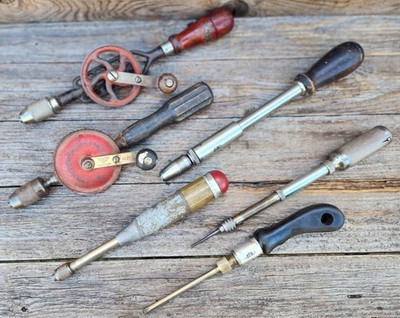 Vintage Lot of Egg Beater and Push Drills - Millers Falls, Greenlee, Yankee, Etc
