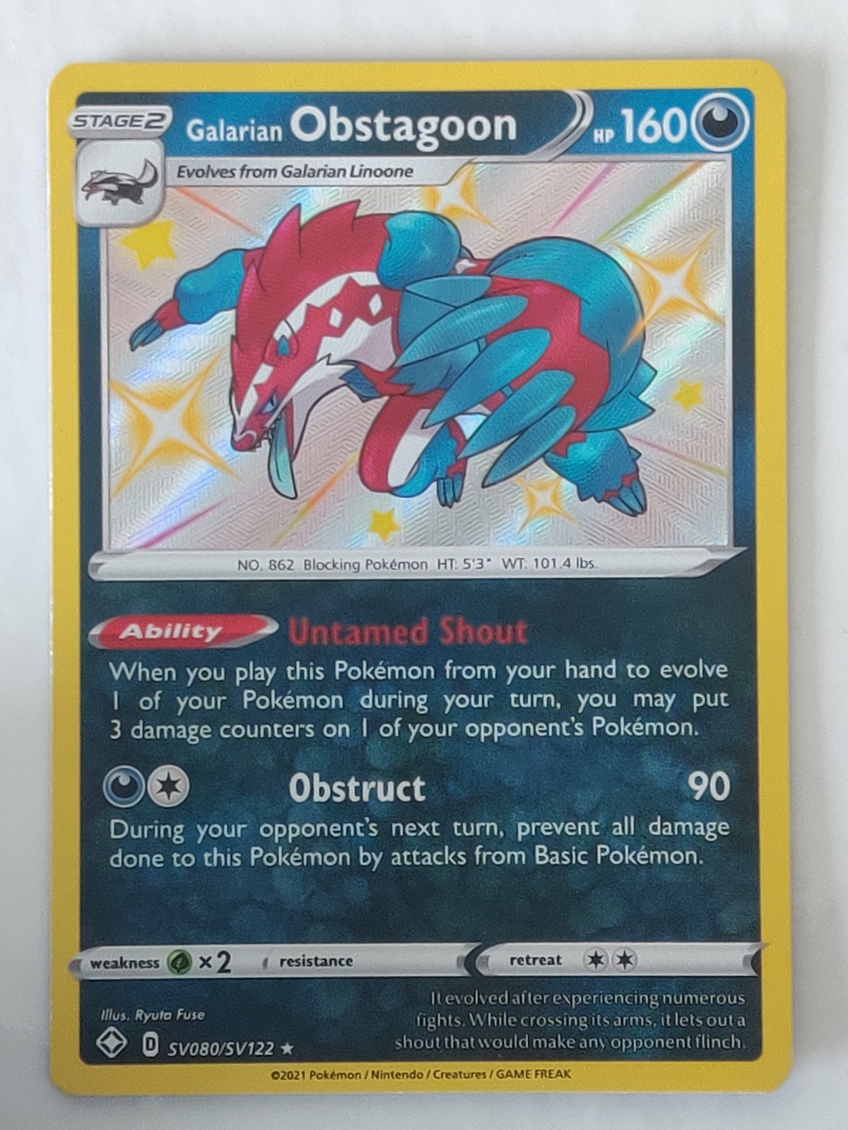 Galarian Obstagoon Shiny Holo Rare Shining Fates: Shiny Vault SV080/SV122 NM