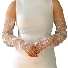 White Floral Gloves for Women and Girls Wedding Party Graceful Photo Props