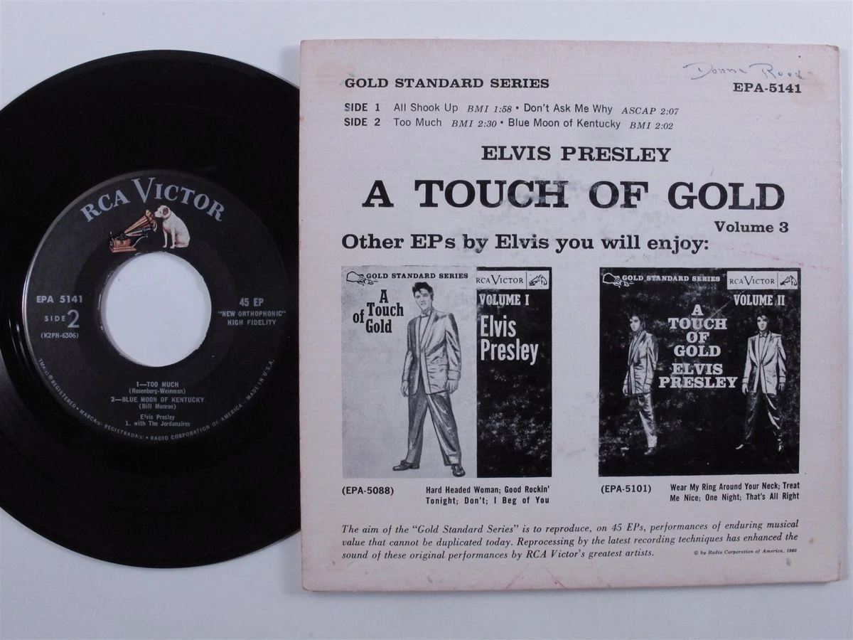 Rock & Roll 45 ELVIS PRESLEY A Touch Of Gold - Vol. 3 RCA VICTOR 4-song ep w