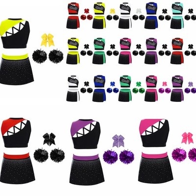 DE Mädchen Outfits Gymnastik Cheerleading Hip Hop Cheerleader Sport Satz Party