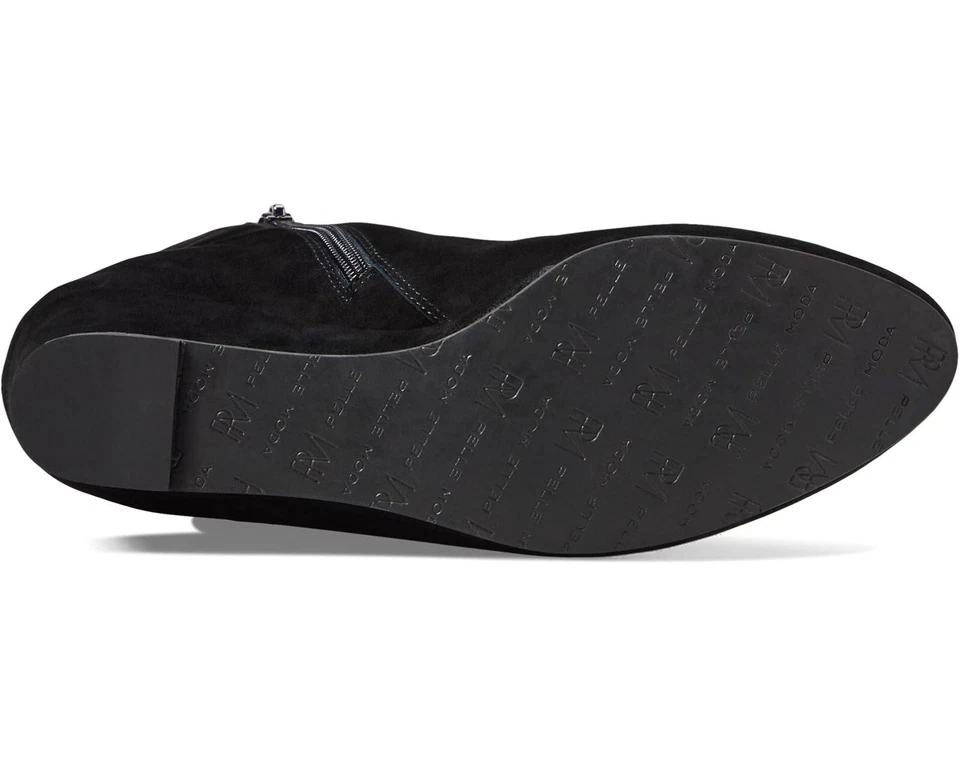 Botín al tobillo Pelle Moda Erla de gamuza negra con tacón de cuña 6 Foto 3 de 4