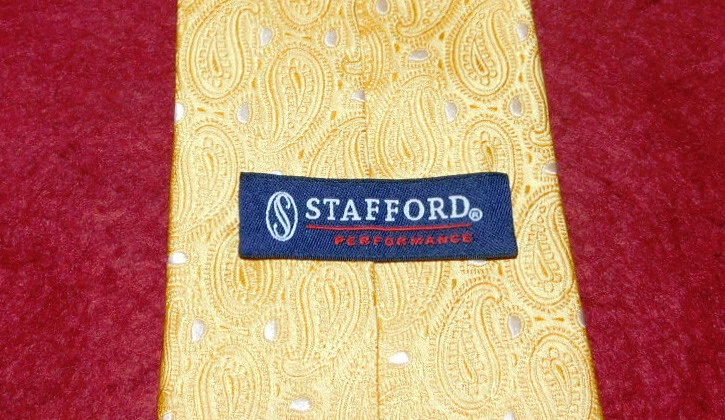 MEN'S STAFFORD GOLD/WHITE PAISLEY TIE - TIES - NECK TIES - DESIGNER TIES. - Image 3 of 3