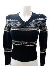 Maglione pullover maglioncino donna aderente scollo V invernale tricot nuovo 44
