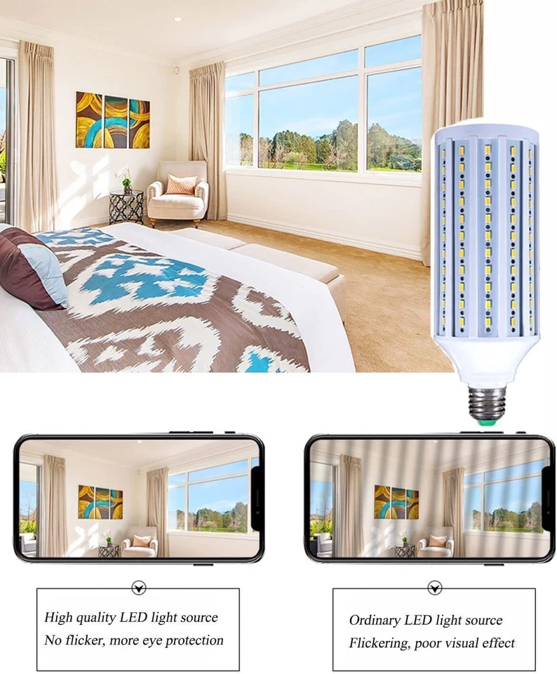 3 Pcs Super Bright 300W Eq. LED Corn Light Bulb 50W 168-Chip E26 6000lm 6000K US - Image 3 of 4