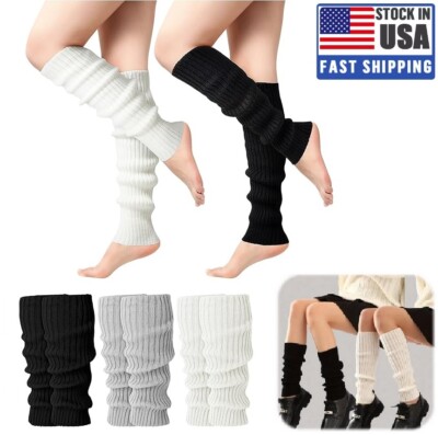 Leg Warmers 80s Ribbed Knitted Long Socks for Yoga Party Sports Fashion Women