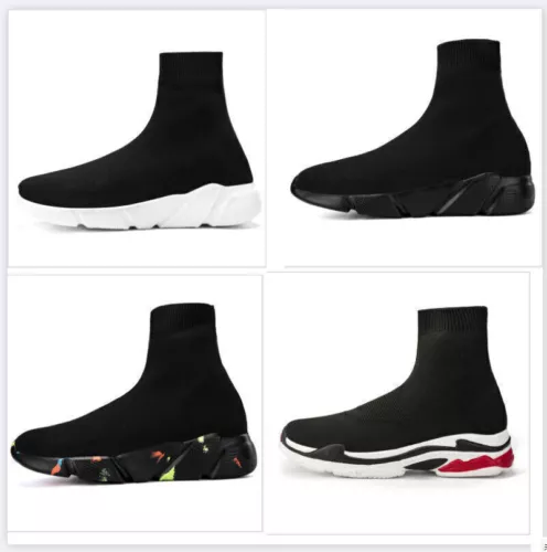 NEW Womans' Sock Knitted Flat Sneakers Men Trainers Speed Runners Sport Shoes UK - Picture 2 of 19