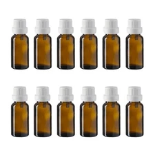 Amber Glass Bottle for Essential Oil 30 ml w/ Plastic Droppers & Cap (Set of 24)