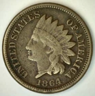1864 Indian Head Cent Penny 1c US Type Coin Copper-Nickel FINE Condition
