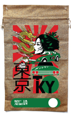 TOKYO SUN BURLAP BAG #64 SACK JAPAN japanese pop art car dragon wall poster new