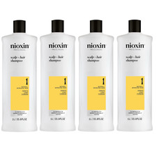 NIOXIN System 1 Cleanser Shampoo 33.8oz / 1 liter Pack of 4 