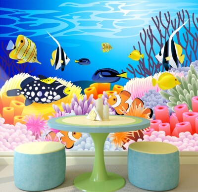 3D Colorful Coral Fish G4195 Wallpaper Wall Murals Removable Self-adhesive Honey