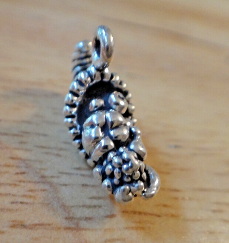 Dije de plata de ley 12x19 mm Acción de Gracias Otoño Cornucopia Calabaza Uvas - Imagen 2 de 5