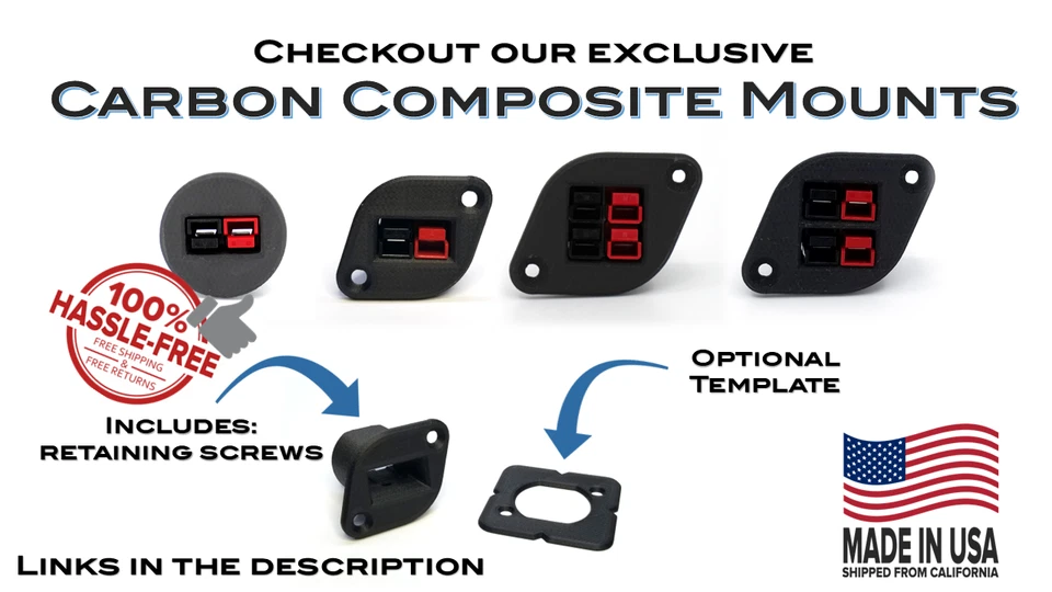 Adaptador de montaje en panel para Anderson Powerpole PP15/30/45 2x3 compuesto de carbono Foto 4 de 4